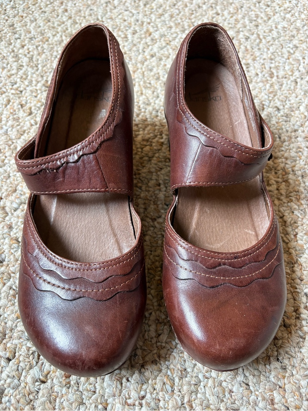 Dansko Brown Floral Mary Jane Leather Shoes - Picture 2 of 6